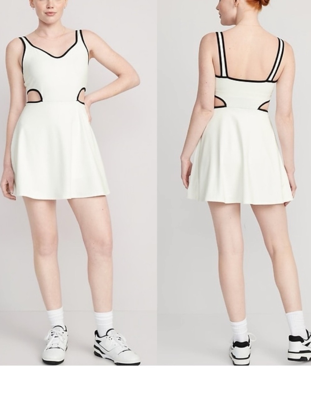 Old Navy White Exercise Dress with Black Contrast Trim